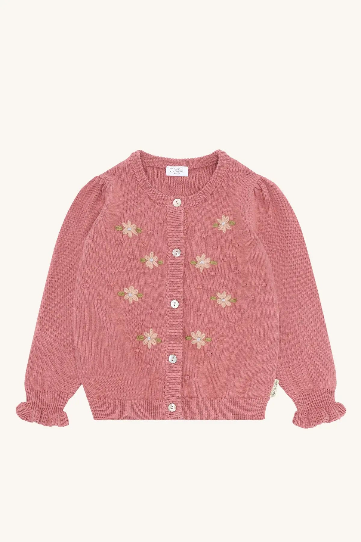 Hust & Claire Strickjacke Altrosa Blumen Mädchen Mokkini Kindermode Strickjacke