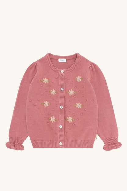 Hust & Claire Strickjacke Altrosa Blumen Mädchen Mokkini Kindermode Strickjacke