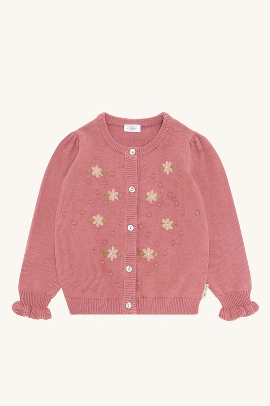 Hust & Claire Strickjacke Altrosa Blumen Mädchen Mokkini Kindermode Strickjacke