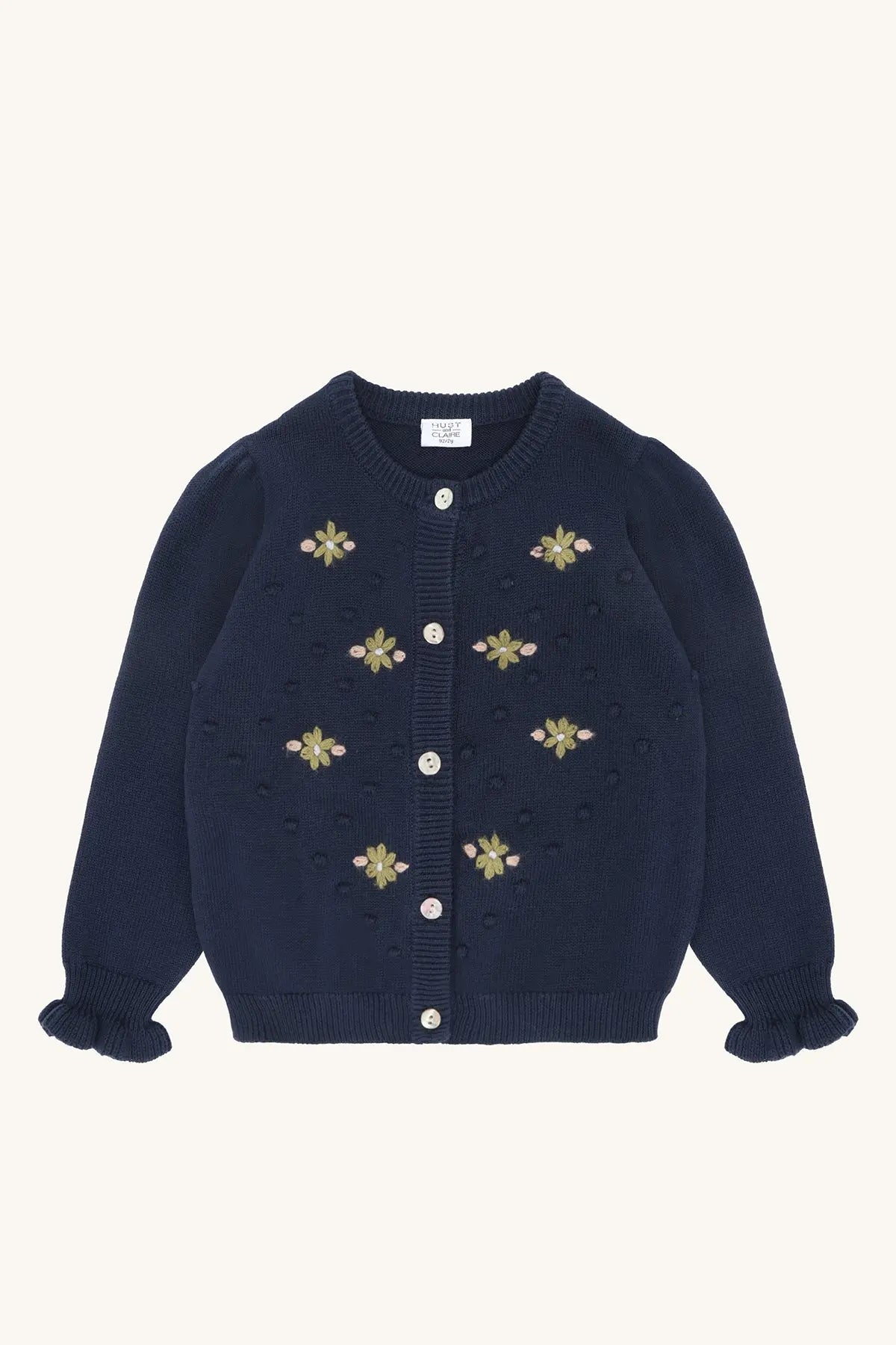 Hust & Claire Strickjacke Blau Blumen Mädchen Mokkini Kindermode Strickjacke