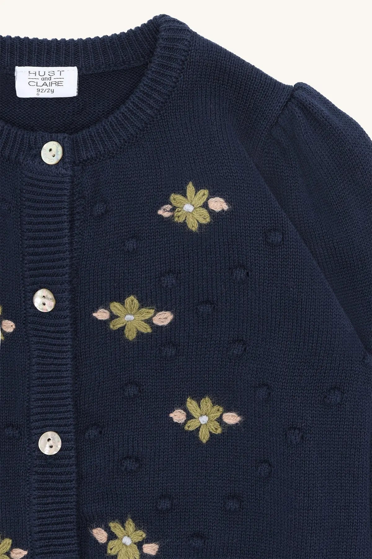 Hust & Claire Strickjacke Blau Blumen Mädchen Mokkini Kindermode Strickjacke