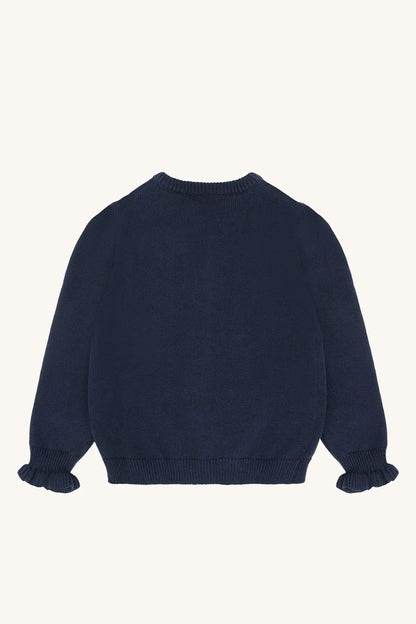 Hust & Claire Strickjacke Blau Blumen Mädchen Mokkini Kindermode Strickjacke