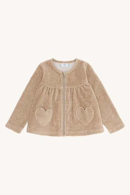 Hust & Claire Veloursjacke Beige Herzen Mädchen Mokkini Kindermode Jacke