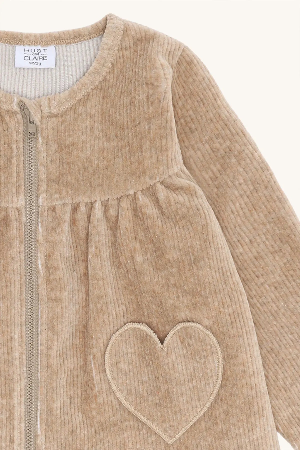 Hust & Claire Veloursjacke Beige Herzen Mädchen Mokkini Kindermode Jacke
