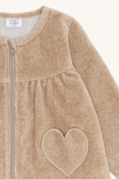Hust & Claire Veloursjacke Beige Herzen Mädchen Mokkini Kindermode Jacke