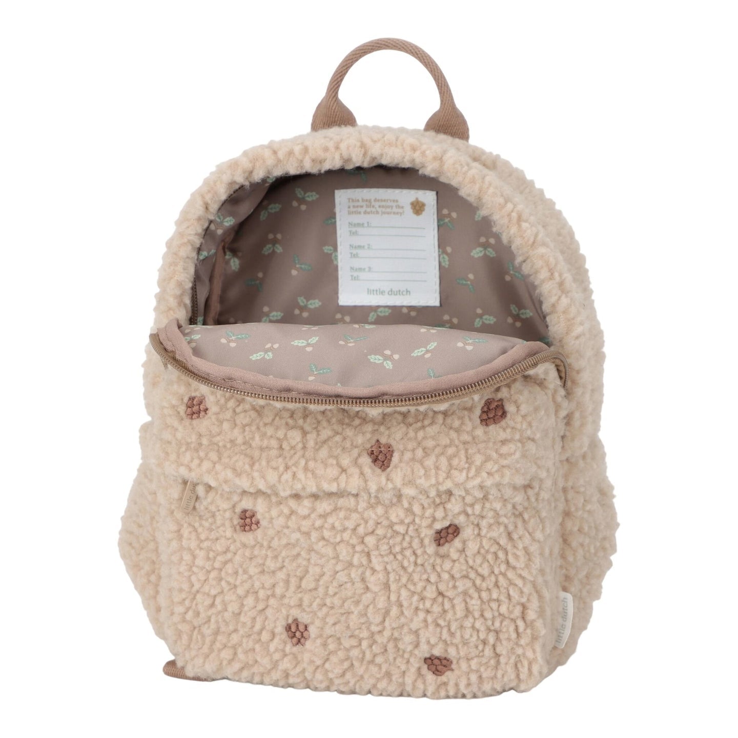 Little Dutch Teddy-Rucksack Fairy Garden in Sand mit gestickten Blumen – Ansicht 3