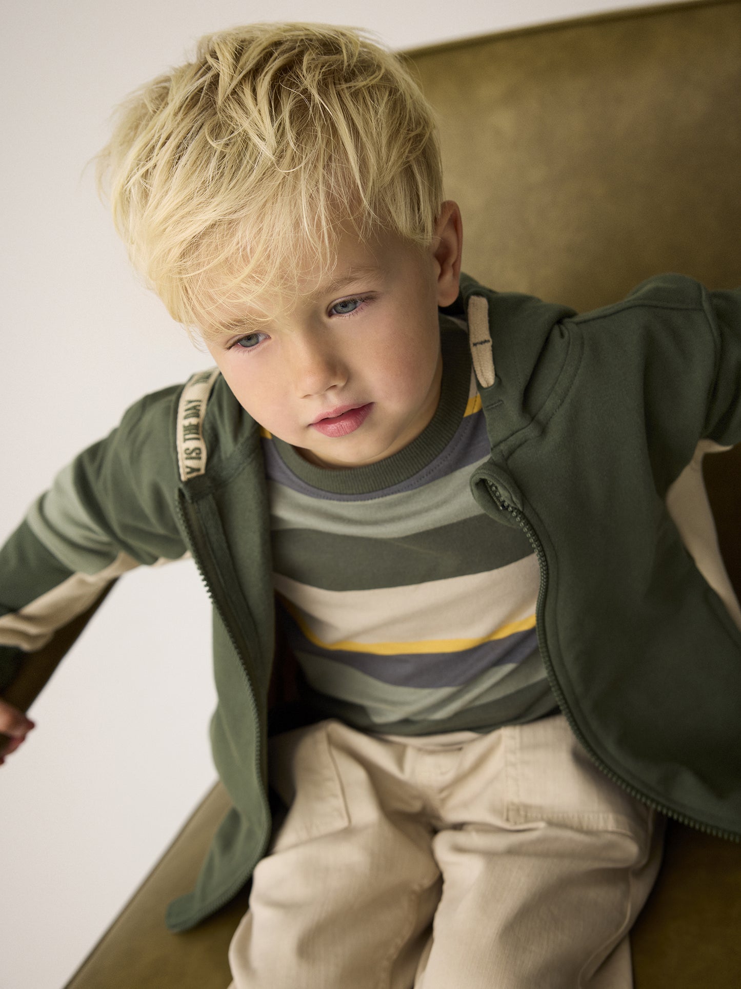 Minymo Jungen Langarmshirt gestreift – Grün