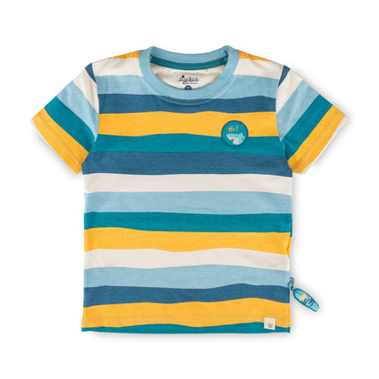 Sigikid Mini T-Shirt gestreift Petrol Gelb mit Wal