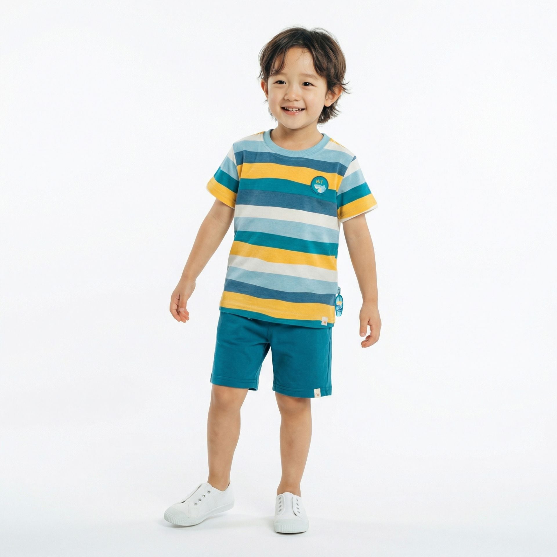 Sigikid Mini T-Shirt gestreift Petrol Gelb mit Wal