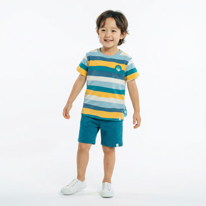 Sigikid Mini T-Shirt gestreift Petrol Gelb mit Wal