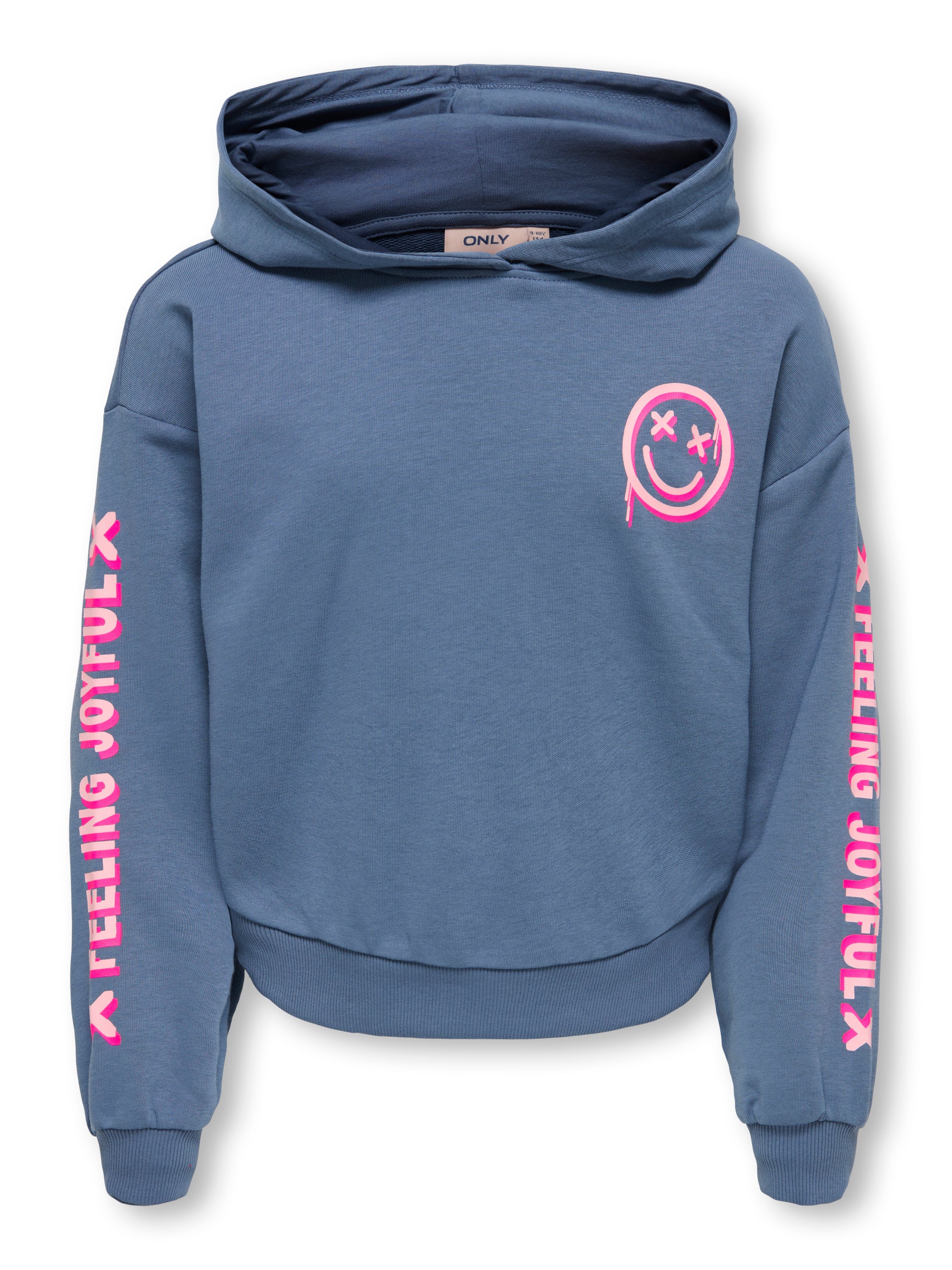 ONLY Sweatshirt mit Smiley-Print & Statement-Ärmeln – Blau