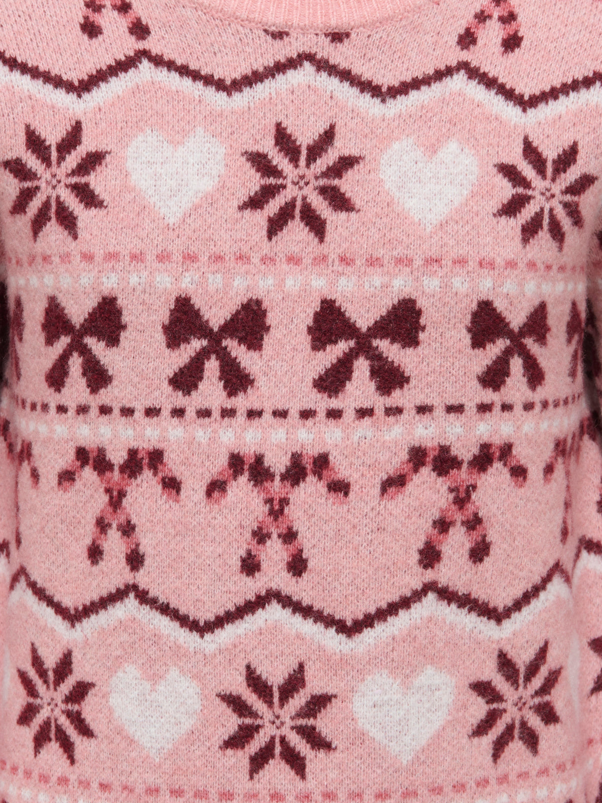 ONLY Kids Mädchen Weihnachtspullover mit Schneeflocken – Rosa