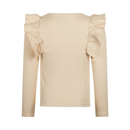 Koko Noko Langarmshirt – Beige mit Rüschenärmeln Mokkini Kindermode
