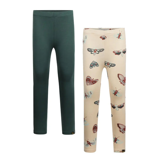 Koko Noko Mädchen-Leggings 2er-Pack – Grün & Schmetterlingsmuster - Leggings - Koko Noko