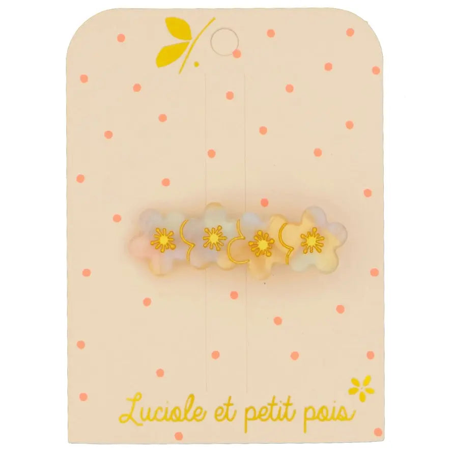 Luciole et Petit Pois Haarklammer – Blumenmuster Perlmutt Mokkini Kindermode Haarklammer