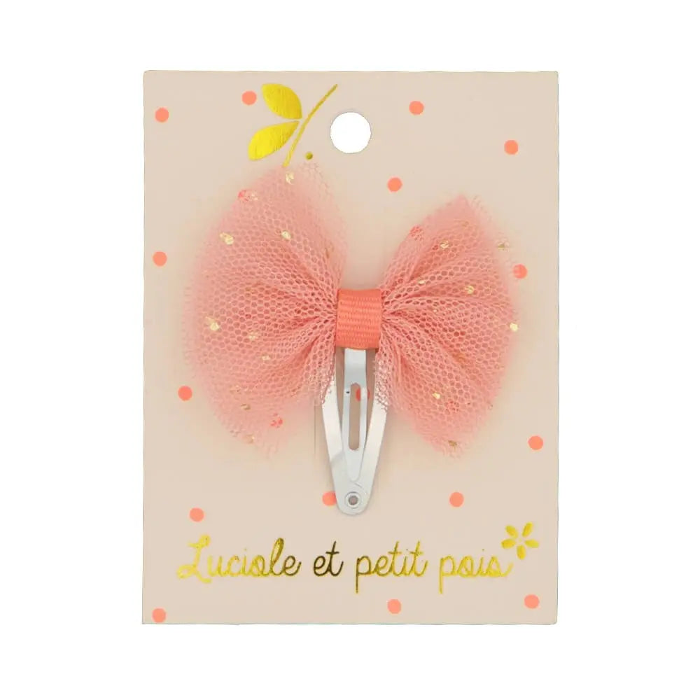 Luciole et Petit Pois Mini Haarspangenset – Tüll in Tutu Pink Mokkini Kindermode Haarspange