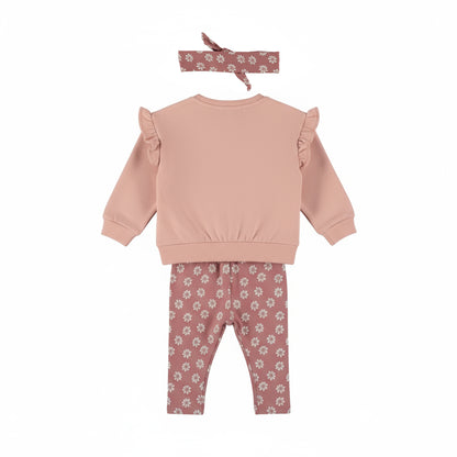 Dirkje Mädchen 3-tlg. Set mit Sweatshirt, Leggings & Stirnband in Altrosa - M60303-35_0_02