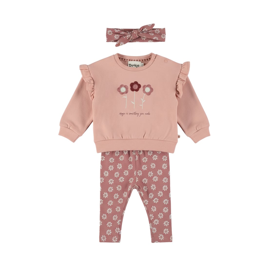 Dirkje Mädchen 3-tlg. Set mit Sweatshirt, Leggings & Stirnband in Altrosa - M60303-35_1