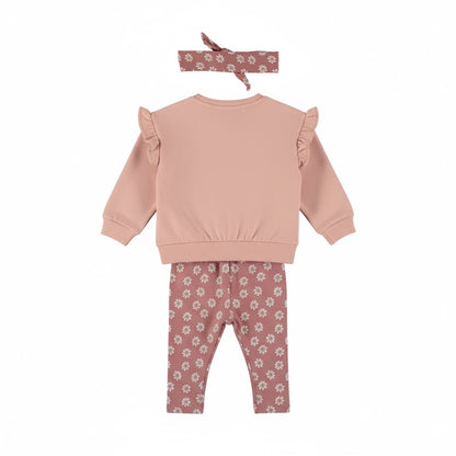 Dirkje Mädchen 3-tlg. Set mit Sweatshirt, Leggings & Stirnband in Altrosa - M60303-35_3