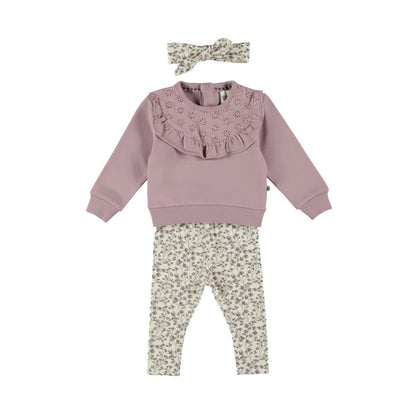 Dirkje Mädchen 3-tlg. Set mit Sweatshirt, Leggings & Stirnband in Beere - M60381-35_1