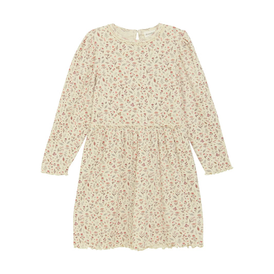 MINYMO Kinderkleid Langarm Allover-Muster - Strickkleid Mokkini Kindermode Dress - knitted