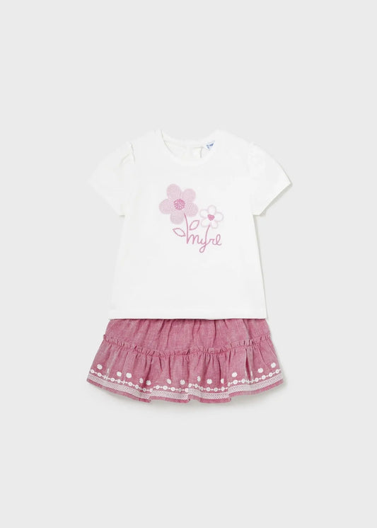 Mayoral Baby Set T-Shirt & Rock mit Blumen-Print-Mokkini Kindermode