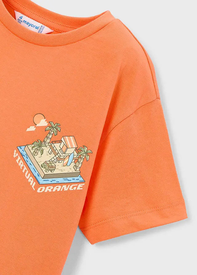 Mayoral Jungen T-Shirt Orange mit Print Mokkini Kindermode T-Shirt