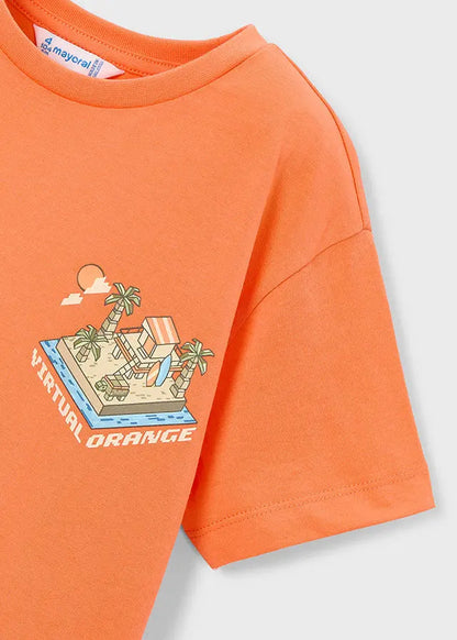 Mayoral Jungen T-Shirt Orange mit Print Mokkini Kindermode T-Shirt