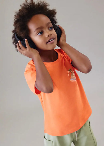 Mayoral Jungen T-Shirt Orange mit Print Mokkini Kindermode T-Shirt