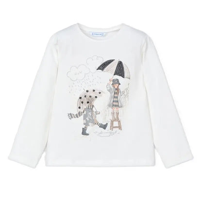 Mayoral Langarmshirt Mädchen mit Regenschirm und Paillettendetails Mokkini Kindermode T-Shirt Langarm