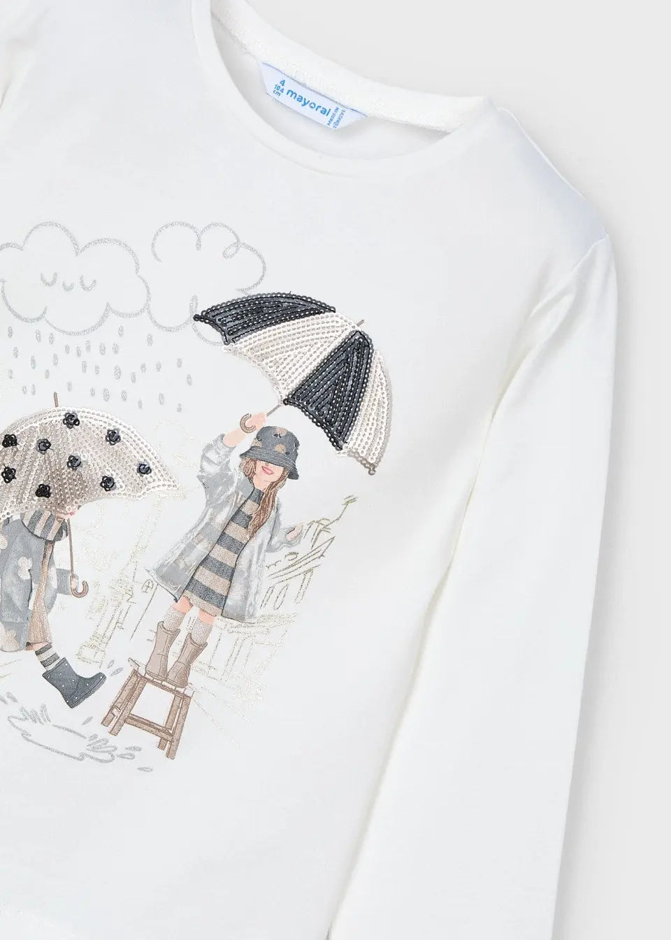 Mayoral Langarmshirt Mädchen mit Regenschirm und Paillettendetails - T-Shirt Langarm - Mayoral