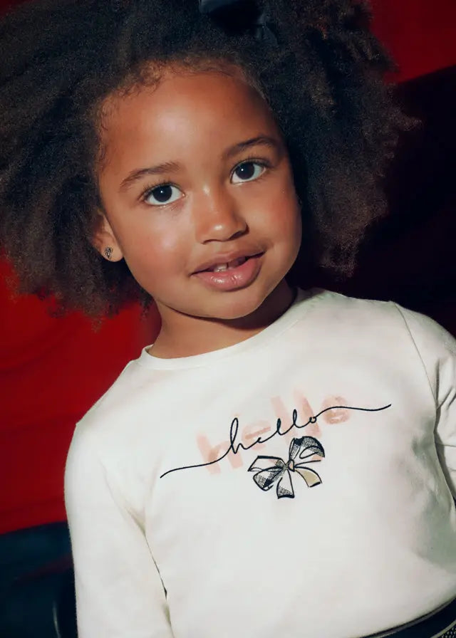 Mayoral Langarmshirt mit Schleife & Haargummi Mokkini Kindermode T-Shirt Langarm