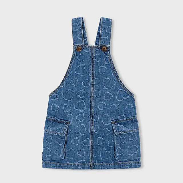 Mayoral Mädchen Latzkleid Denim mit Herzmuster Mokkini Kindermode Kleid