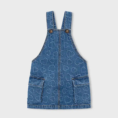 Mayoral Mädchen Latzkleid Denim mit Herzmuster Mokkini Kindermode Kleid
