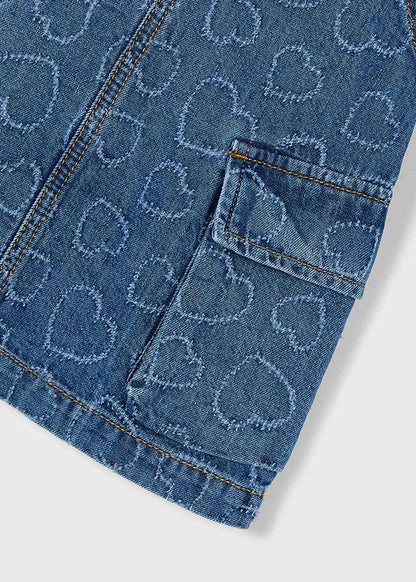 Mayoral Mädchen Latzkleid Denim mit Herzmuster Mokkini Kindermode Kleid