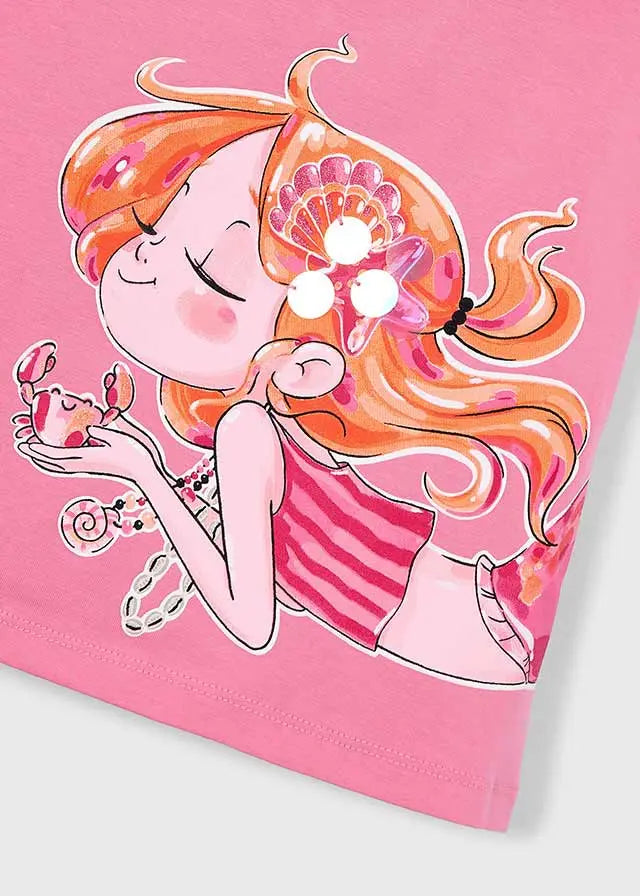 Mayoral Mädchen Sommerkleid Rosa mit Meerjungfrau Mokkini Kindermode Kleid