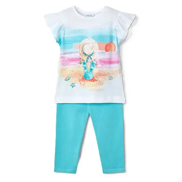 Mayoral Set - T-Shirt mit Strandmotiv und Leggings Mokkini Kindermode Mädchen Set