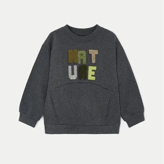 Mayoral Sweatshirt "NATURE"-Schriftzug in strukturierten Buchstaben - Sweatshirt - Mayoral