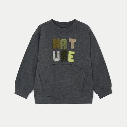 Mayoral Sweatshirt "NATURE"-Schriftzug in strukturierten Buchstaben - Sweatshirt - Mayoral