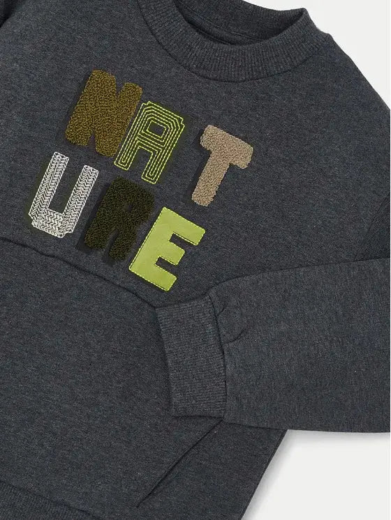 Mayoral Sweatshirt "NATURE"-Schriftzug in strukturierten Buchstaben - Sweatshirt - Mayoral