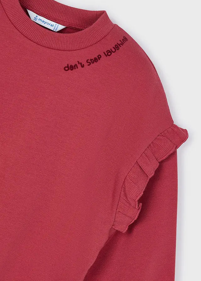 Mayoral Sweatshirt mit Volants & Katzenmotiv Mokkini Kindermode Sweatshirt