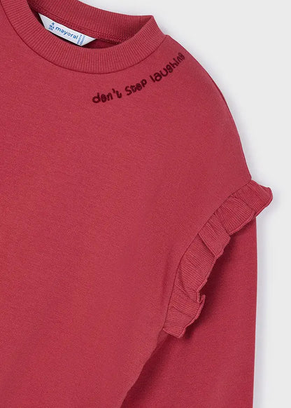 Mayoral Sweatshirt mit Volants & Katzenmotiv Mokkini Kindermode Sweatshirt