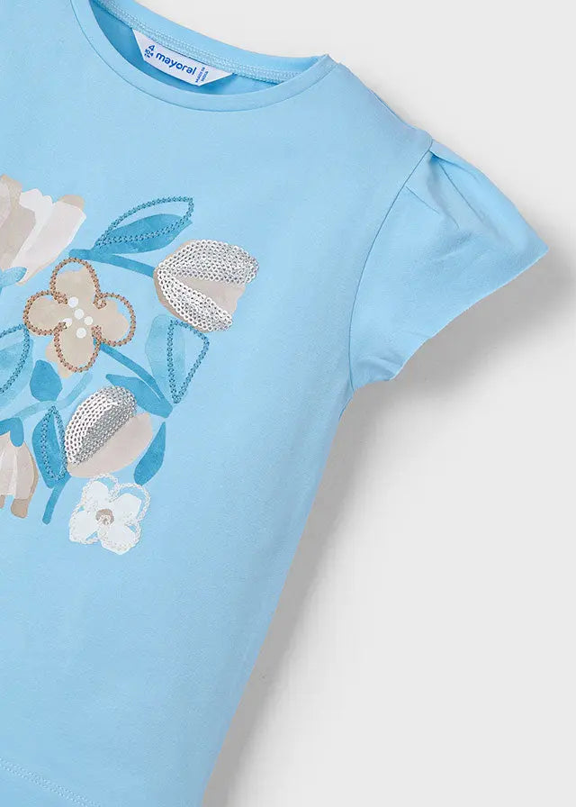 Mayoral T-Shirt mit Blumenmotiv und Pailletten-Akzenten Mokkini Kindermode T-Shirt