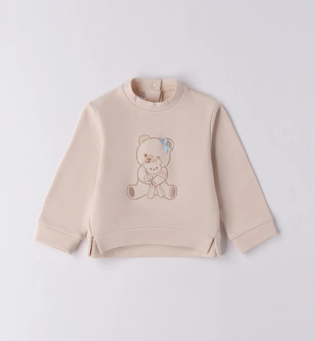Minibanda Sweatshirt Bär mit Schleife beige Mokkini Kindermode Sweatshirt