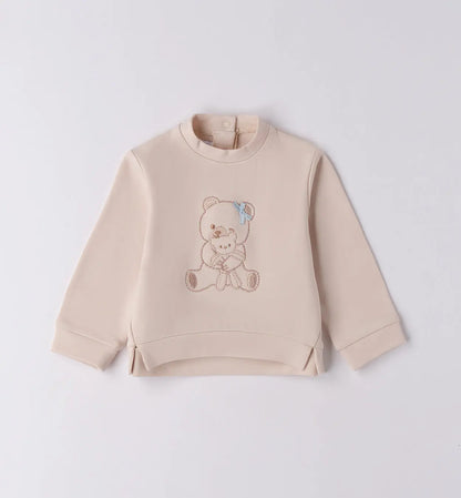 Minibanda Sweatshirt Bär mit Schleife beige Mokkini Kindermode Sweatshirt