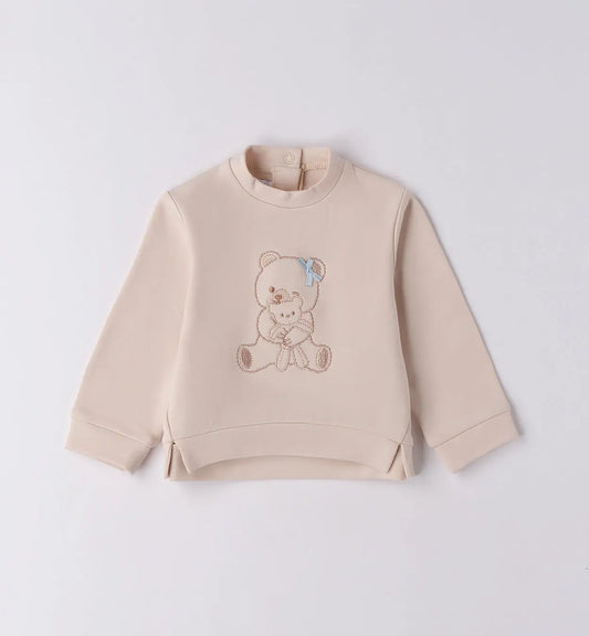 Minibanda Sweatshirt Bär mit Schleife beige Mokkini Kindermode Sweatshirt