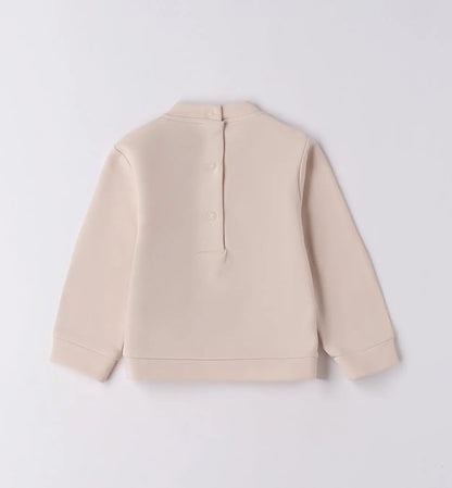 Minibanda Sweatshirt Bär mit Schleife beige Mokkini Kindermode Sweatshirt
