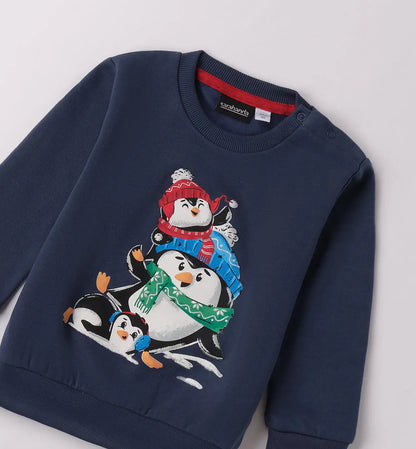 Minibanda Sweatshirt Pinguine Navy Mokkini Kindermode Sweatshirt