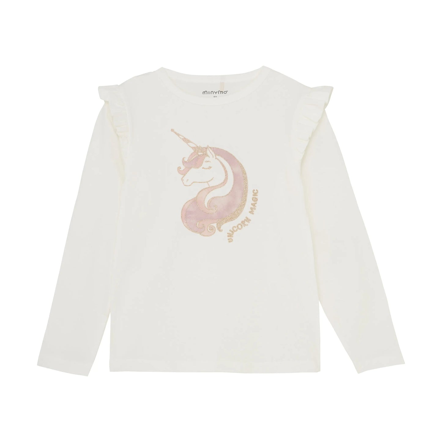 Minymo Langarmshirt mit Einhorn-Glitzerprint und Rüschen Mokkini Kindermode Gesperrt