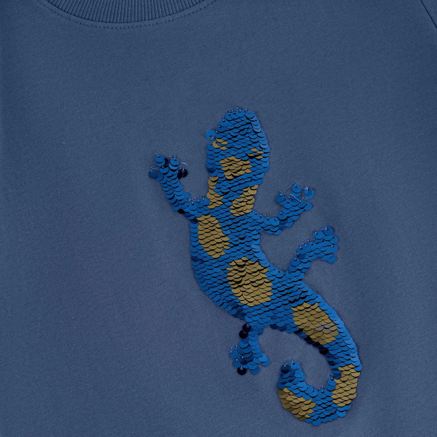 Minymo Langarmshirt mit Wendepailletten Echse Mokkini Kindermode Langarmshirt